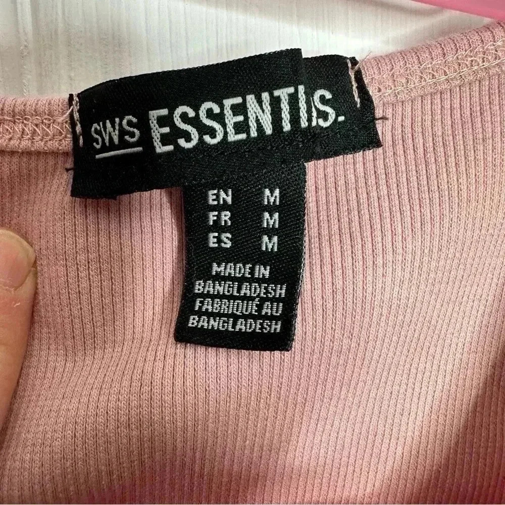 SWS Essentials Tank Top Cropped Ribbed Racerback Pink Size Medium - Picture 5 of 16